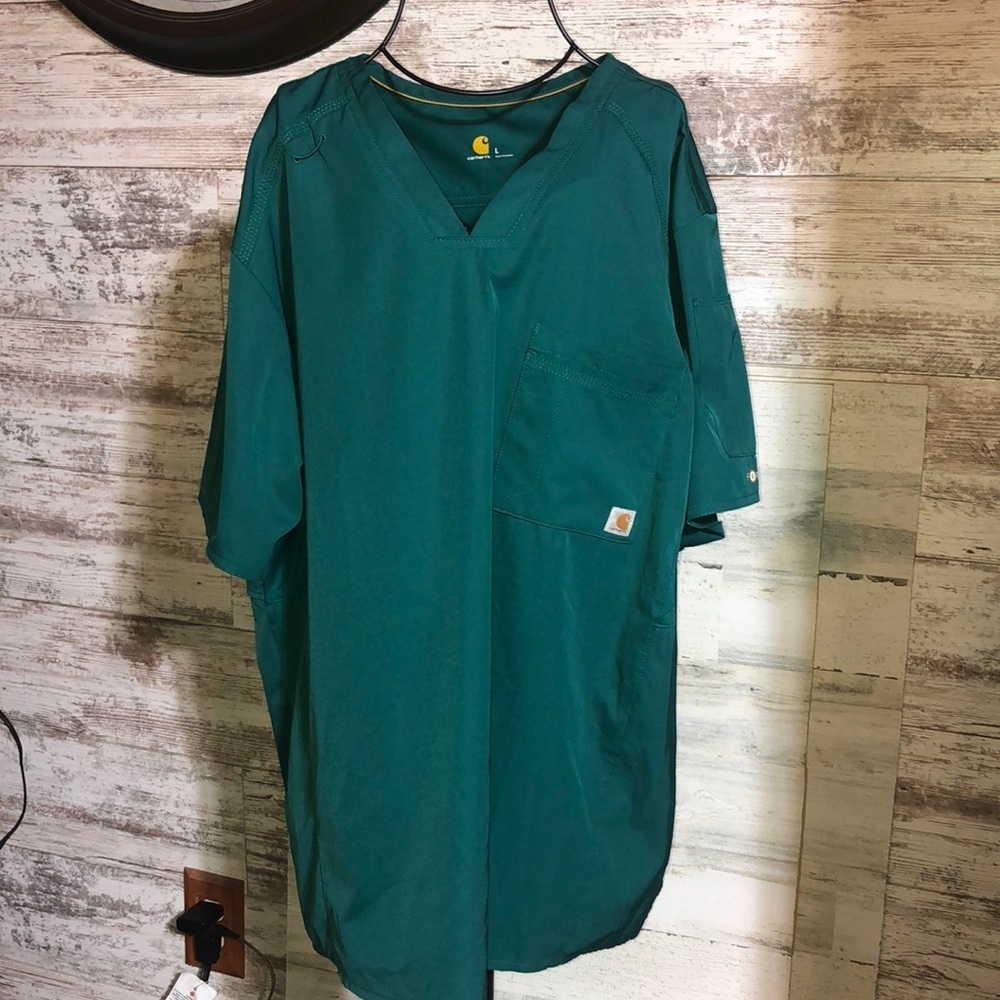 Green carhartt force scrub top nurse shirt doctors shirt carhartt clothing large